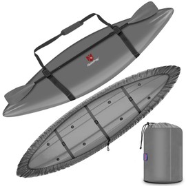 Rosefray 9.3-10.5ft Kayak Cover,Comfortable Shoulder Strap,420D Heavy Duty kayak covers,Waterproof UV Resistant,Fade-Resistant Dustproof Fishing Boat Cover for Indoor & Outdoor Storage-Gray