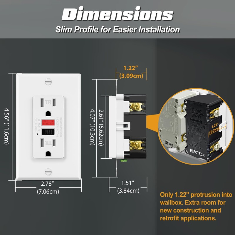 ELECTECK 3 Pack GFCI Outlets 15 Amp, Tamper Resistant (TR),