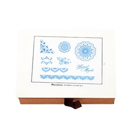 Lace Alphabet Rubber Stamps 8pcs Set Large Flowers Corner Wooden Vintage Box Number Case Symbol Craft Letter Stamp for Card Making Kids Insects Customized Pattern Crafting Antique Seal Block