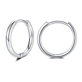 1 Pairs 8mm Small Cartilage Hoop Earrings for Women Men, Hypoallergenic Sterling Silver Post Huggie Earrings, Silver