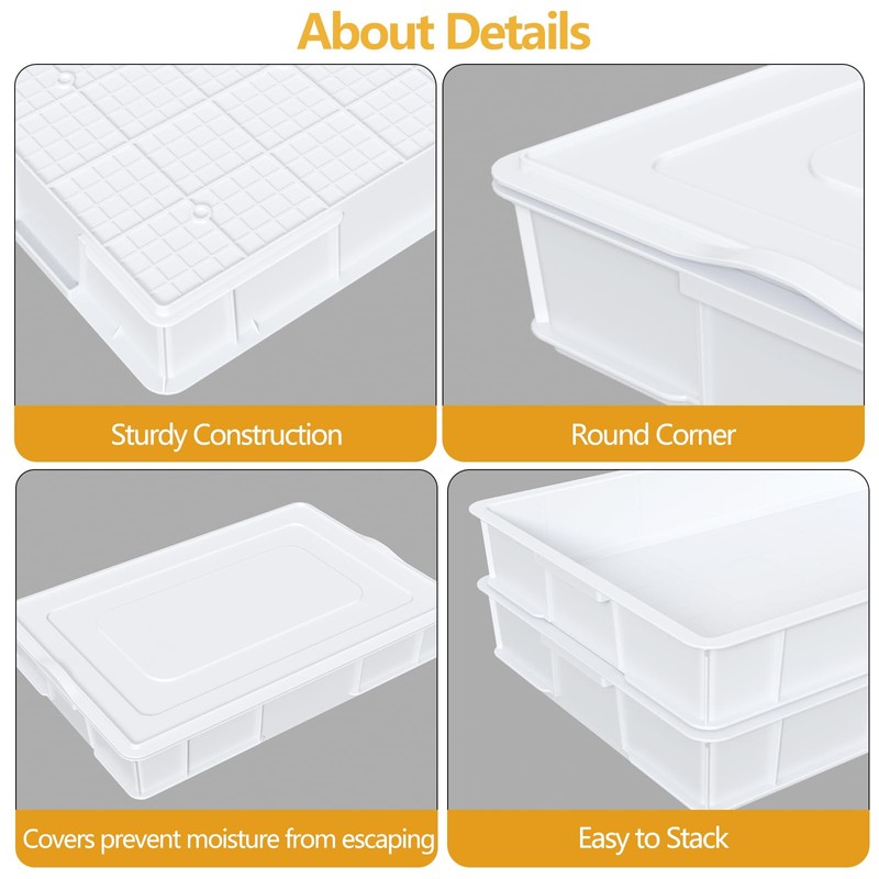 Buyitt Commercial Stackable Proofing Dough Box, White Plastic Dough Proofing