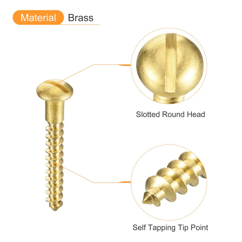 sourcing map Wood Screws M3 x 25mm Slotted Round Head