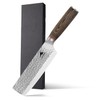 HAZMUSS 6.4 Inch Japanese Hammered Nakiri Knife, High Carbon Stainless