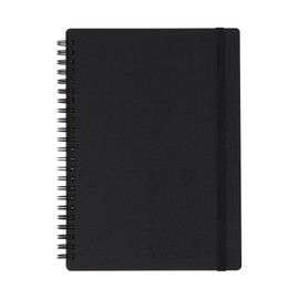 Muji NAA39A8A Premium Paper, Double Ring Notebook, with Rubber Clasp, Black, A5, 80 Sheets, 0.2 inch (6 mm) Ruled