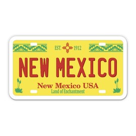 Squiddy New Mexico State License Plate Style - Vinyl Sticker Decal for Phone, Laptop, Water Bottle (3.5" Wide)