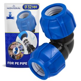 Angle Connector Diameter 32 mm with Angle 90° Polypropylene Polypropylene Fitting for Connecting Polyethylene PE Pipe MONTERAL