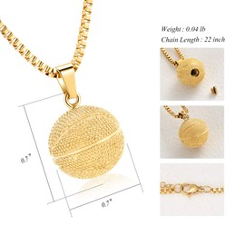 XSMZB Basketball Hoop Cremation Jewelry for Ashes Stainless Steel Pendant Locket Keepsake Memorial Urn Necklace for Women Men (Gold Color)