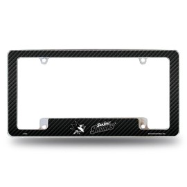 Rico Industries San Jose Sharks Metal License Plate Frame Chrome Tag Cover, Carbon Fiber...