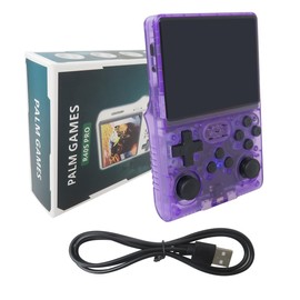 INGQI New R40S PRO Handheld Game Console 3.5 inch IPS Screen Mini Retro Console Portable Pocket Arcade 45 Simulators 256G TF Card, Pre-Installed with 30000 Games- Purple