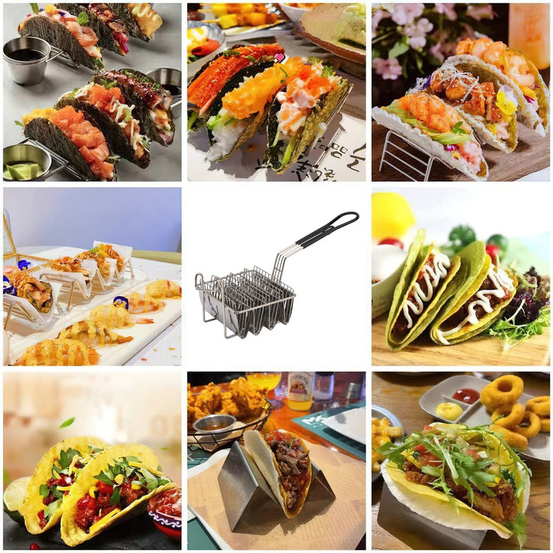 Taco Fryer Basket, 4 Shell Deep Fryer Taco Holder V-Shaped