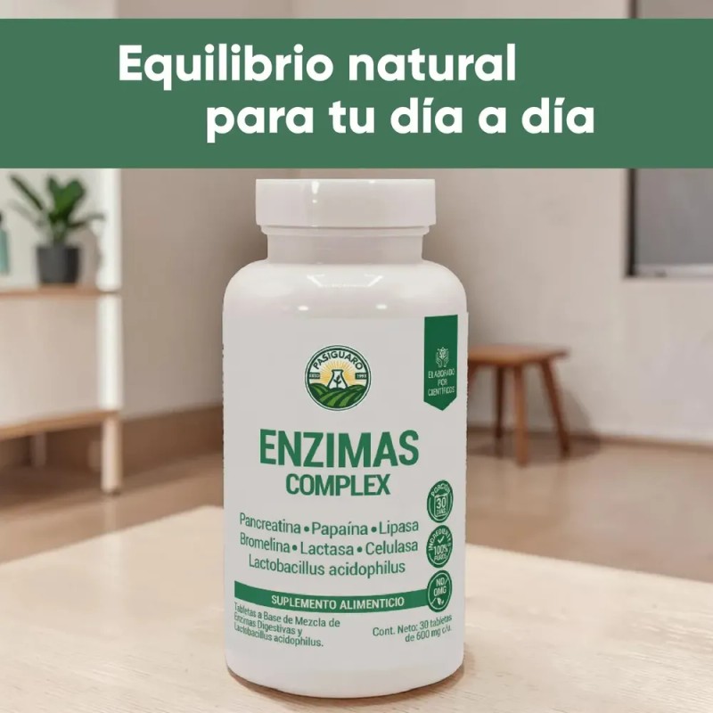 Enzimas Digestivas Lactasa, Lipasa 30 Caps Suplemento para Mejor Digestin,