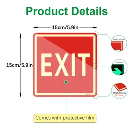 12 Pcs Emergency Exit Sign Glow in The Dark Exit Decals 5.9 x 5.9 Inch Exit Signs Stickers for Indoor Outdoor for School, Warehouse, Business, Office Yellow and Green (Yellow and Red)