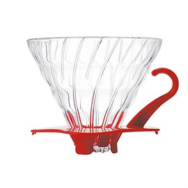 HARIO V60 Glass Coffee Dripper, Red, Size 2