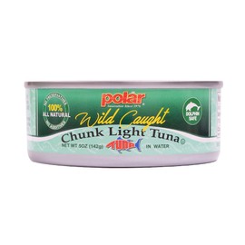 MW Polar All Natural CHUNK LIGHT TUNA in Water, Wild Caught, Sustainable Fishing, Dolphin Safe, Tender, No Preservatives/Residue, GlutenFree, Lean Protein, Kosher, On the Go Meal, 5oz (Pack of 48)