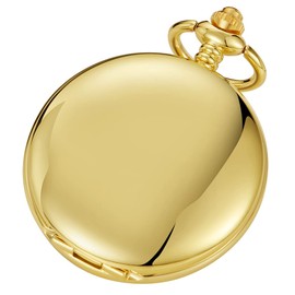 Alwesam Gold Steel Mechanical Hand Wind Pocket Watch Skeleton Roman Numerals Pocket Watches with Chain & Gift Box Birthdays Father's Day Gifts for Men,Dad