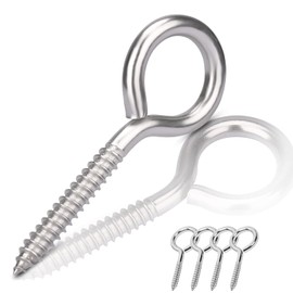 Eye Bolt, M8 x 11.5 mm, Pack of 4 Eye Bolts, Stainless Steel Eye Screw, Hook for Screw Hooks, for Hammocks, Awnings, Hanging Chairs, Rocking Chairs, and Securing Cables