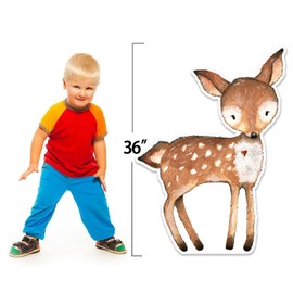 Woodland Animals Cutouts, 40inch Bear Deer Fox Shape, Stand Up Foam Board for Woodland Party Backdrop or Baby Shower Birthday Decorations (Deer)