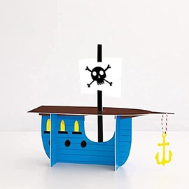 Ahoy Pirate Ship Centerpiece Decoration (1 Pc.) - Stunning Tabletop Ship, Perfect for Pirate-Themed Parties and Events, Easy Assembly