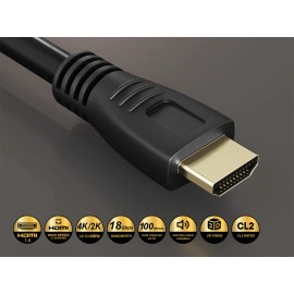 Cable Leader 65ft CL2 Rated High Speed HDMI Cable with Ethernet, 4K Support, 24 AWG, Black