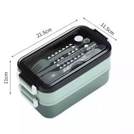 SANKRO Lunch box - lunch box - children's lunch box with compartments - lunch box kider (not BPA) - bento box - 3 compartments with cutlery included (green)