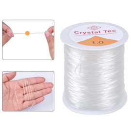 Focenat 100m Clear Nylon Invisible Thread,1.0mm Clear Bead Cord,Elastic Invisible String,Bracelet String,Transparent Beading Thread for Hanging Ornaments, Jewellery Making and Sew Hobby