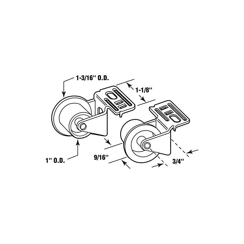 Prime-Line MP7147 Drawer Guide Roller Assembly, 1 In. Diameter, Plastic