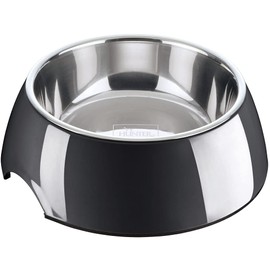 Hunter Melamine Bowl for Dogs and Cats with Removable Stainless Steel Bowl, 700 ml, Black