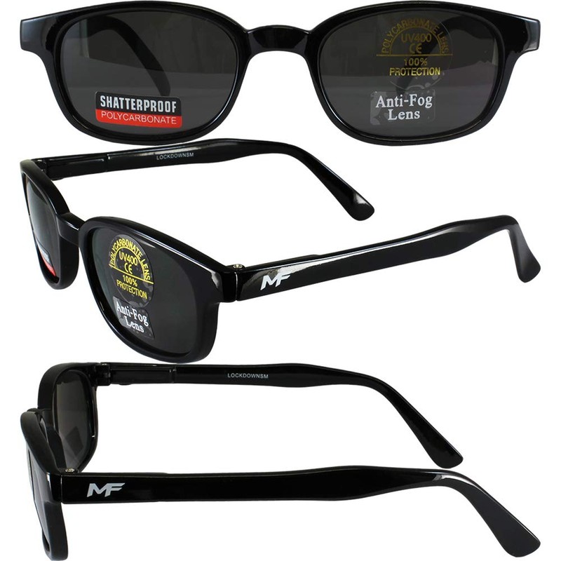 MF MotoFrames Lockdown Motorcycle Sunglasses Black Frames Smoke Lenses