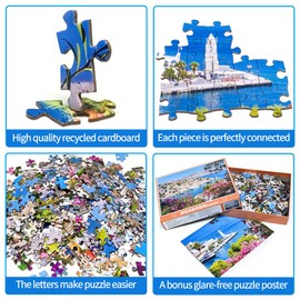 Jigsaw Puzzles for Adults 1000 Pieces Greece Landscape Puzzles for 1000 Piece Impossible Puzzle for Adults Educational Games Gifts (Greece Symi Town)