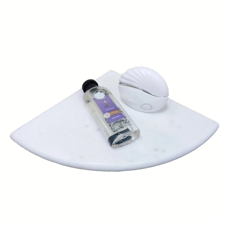 Jusmioke White Marble Corner Shower Shelf, 9 Inch Stone Corner