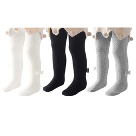 American Trends - Leggings de punto para bebé y niña, calcetines de invierno para bebés y niñas, Negro, blanco y gris., 0-6 Meses