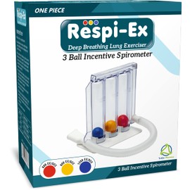 Respi-Ex Respi-Ex Deep Breathing Lung Exerciser, 3 Ball Incentive Spirometer, Washable and Hygienic Breath Measurement System, Package with Hygienic Seal