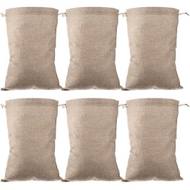 STOBAZA Bolsas para Almacenar Verduras y Semillas de Arpillera Natural Cordón, 20Cm X 25Cm, 6 Piezas, Ideales para Almacenamiento de Alimentos y Jardinería