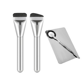 wowjimi 2pcs Foundation Brushes + Color Palette Makeup Tools Makeup Brushes Base Makeup Tools No Residue