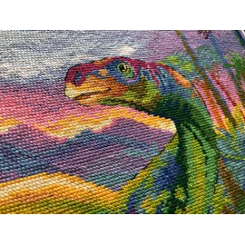 RIOLIS Cross Stitch Kit The Era of Dinosaurs, 15 3/4" x 15 3/4" (40 x 40 cm)