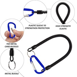Spiral Key Chain, Fishing Lanyard, Spiral Cable Fishing, 5 Pieces, Lanyard Carabiner Fishing Carabiner Elastic Key Fob Boating Ropes Lanyard Extendable