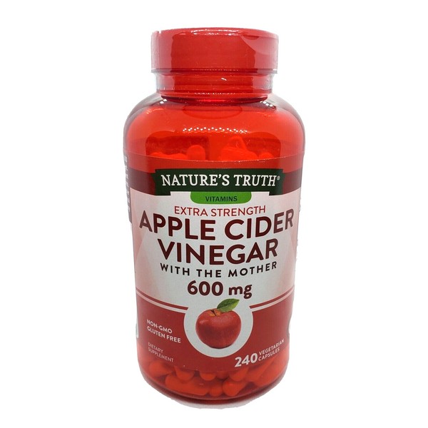 Nature's Truth Apple Cider Vinegar 600 mg Vegetarian 240 Caps, Exp. 6/30/24