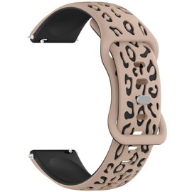 Meliya 20mm 22mm Leopard Engraved Watch Bands Quick Release Replacement Wristband, Soft Silicone Sport Replacement Straps for Men Women (Milk Tea-Black, 22mm)