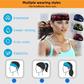 UNIQOCK 6 Pack Running Headbands for Men,Mens Sweat Band Sports Headband for Running,Cycling,Basketball,Yoga,Spa,Fitness Workout Stretchy Unisex Hairband Red