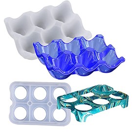2 Pieces Egg Holder Silicone Resin Mold 6 Cups Egg Tray Rack Organizer Epoxy Silicone Casting Molds for Fridge, Refrigerator, Kitchen, Pantry, 3D DIY Making Handmade Home Decor Crafts