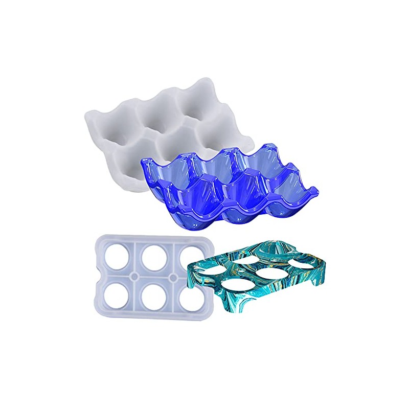 2 Pieces Egg Holder Silicone Resin Mold 6 Cups Egg