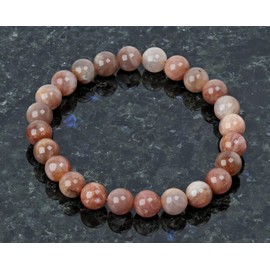 Eledoro PowerBead, Women’s Stretch Bead Bracelet, Made of 8 mm Gemstone Beads, 17 - 18 cm, gemstone, pink