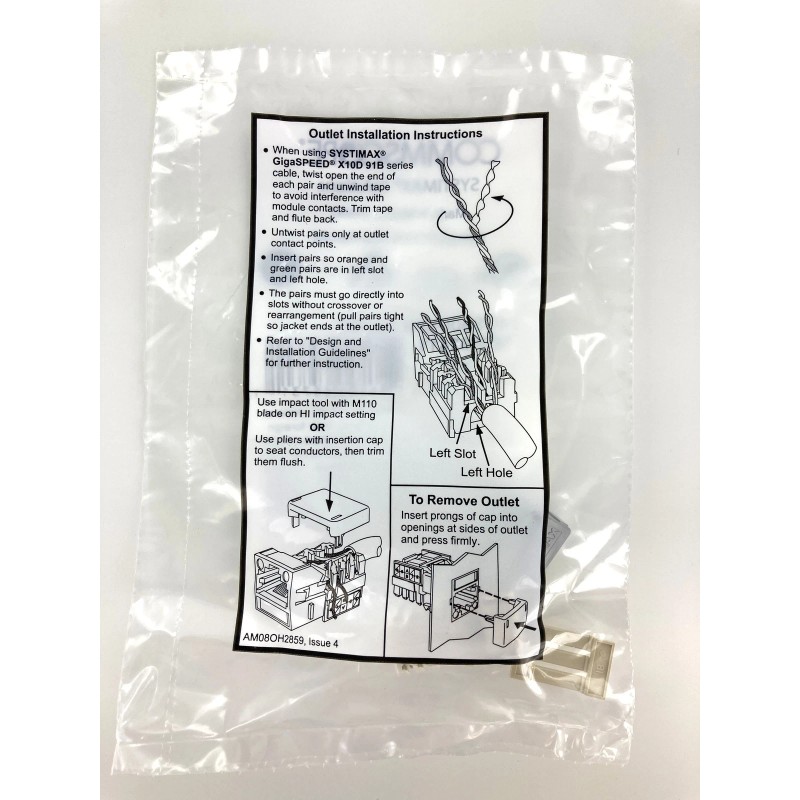 Commscope Systimax MGS600-246 GigaSpeed X10D Cat6a Modular Jack, Ivory ~STSI