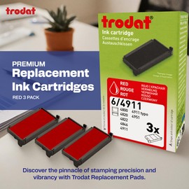 Trodat Replacement Pads, Printy 4911 Stamp, 3 Pack, Red