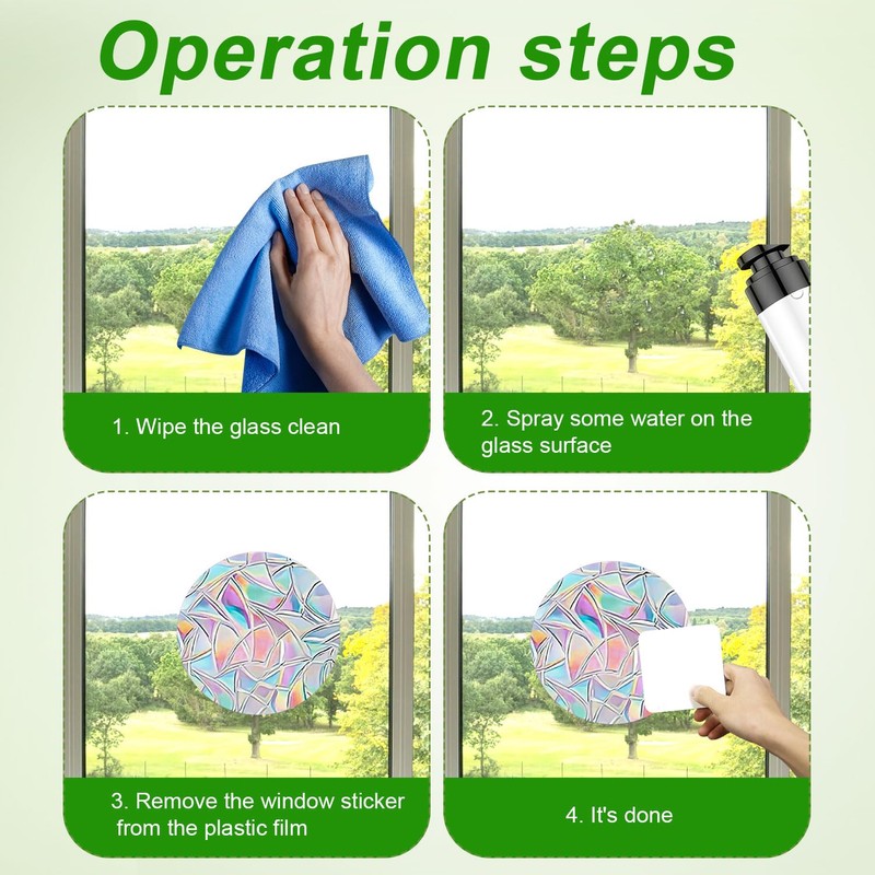 4 Sheets Anti Collision Window Clings, Rainbow Reflection Window Sticker