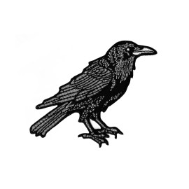 Patchwork Paradise Raven Embroidered Iron-On Patch – Gothic Crow Bird Exclusive Design