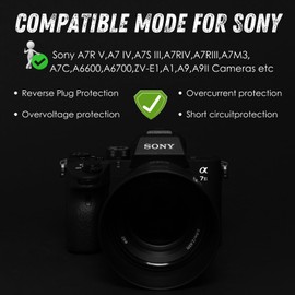 D-Tap to NP-FZ100 Dummy Battery,Fully Decoded NP-FZ100 Power Cable for Sony A7R V,A7 IV,A7S III,A7R IV,A7R III,A7M3,A7C,A6600,A6700,ZV-E1,A1,A9,A9II Cameras