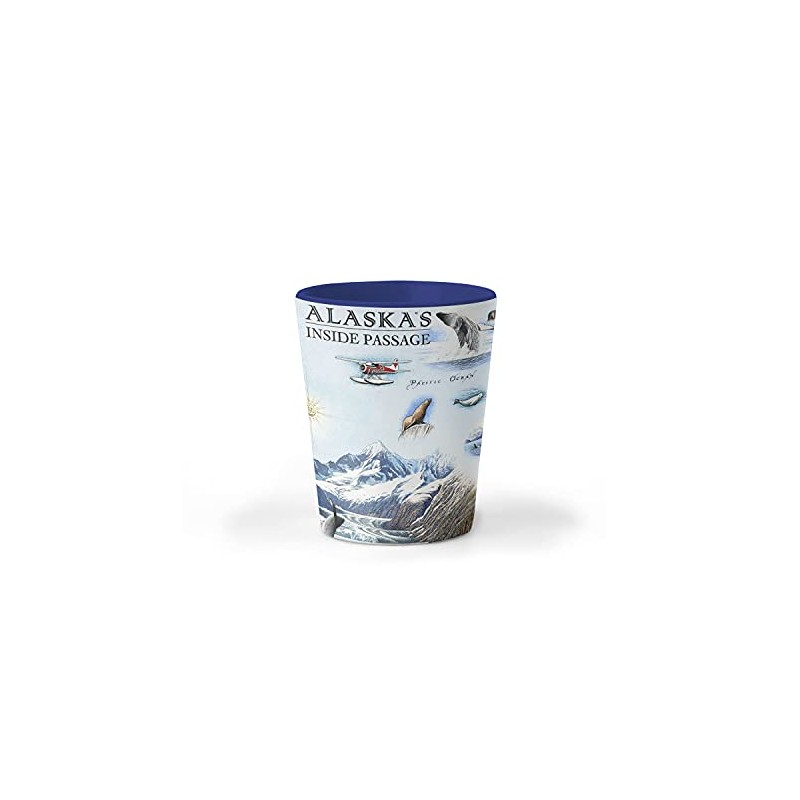 Xplorer Maps Alaska Inside Passage Map Ceramic Shot Glass, BPA-Free