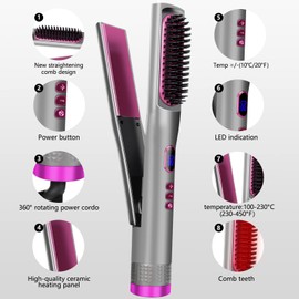 Glättbürste Haarglättungsbürste (Grau Lila)