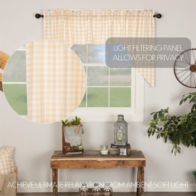 VHC Brands - 4 cortinas Annie Buffalo Tan Check Swag